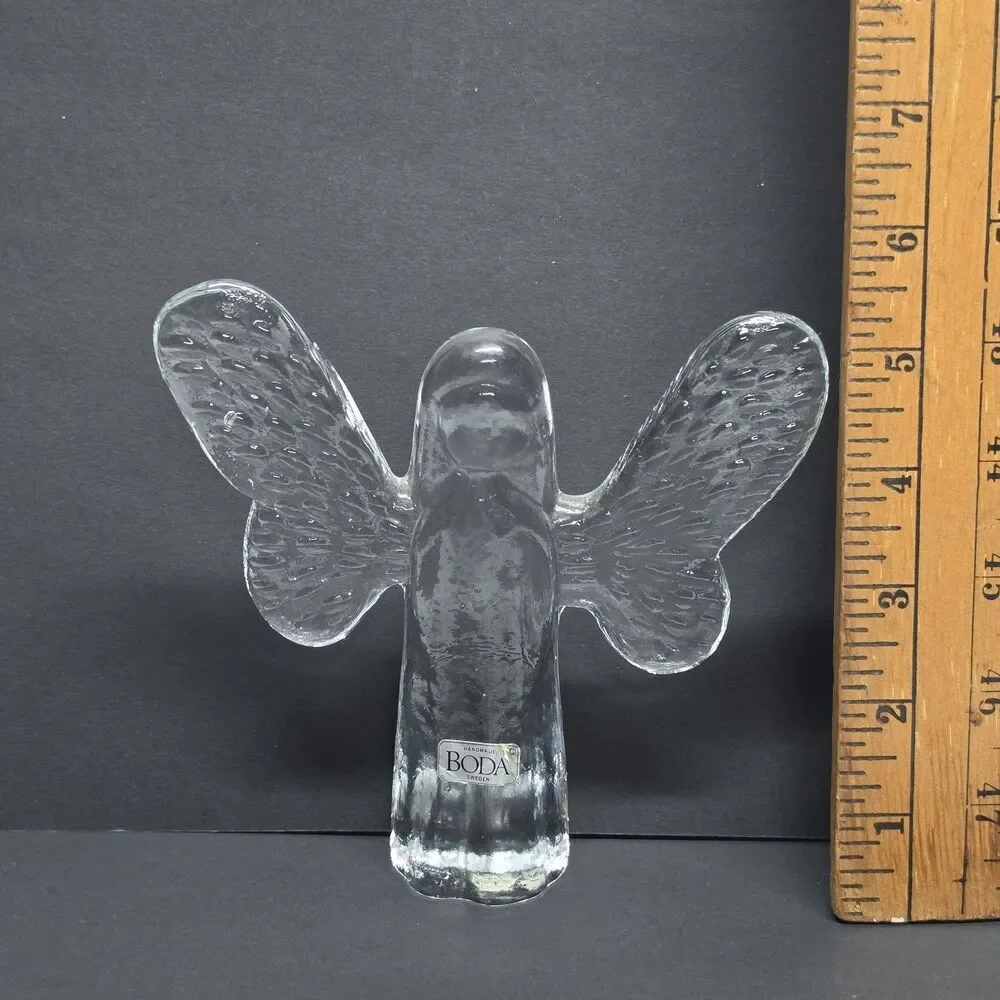 VTG Kosta Boda Swedish Art Glass Textured Angel Figurine By Bertil Vallien 5½